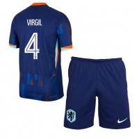 Camiseta Países Bajos Virgil van Dijk #4 Segunda Equipación Replica Eurocopa 2024 para niños mangas cortas (+ Pantalones cortos)